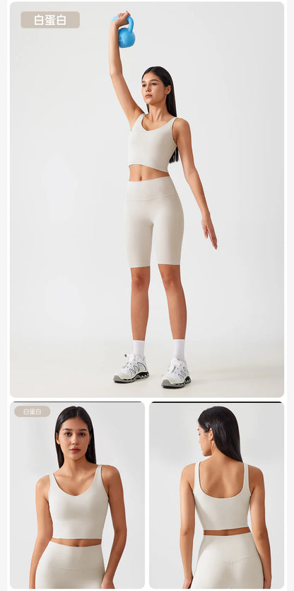 Sports Bra For Women - Breathable Yoga Crop Top With Fixed Chest Pad & U-Shaped Back