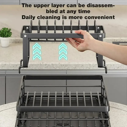 Stainless Steel Dish Rack – Kitchen Drying Rack With Cutlery Holder & Drainboard Organizer