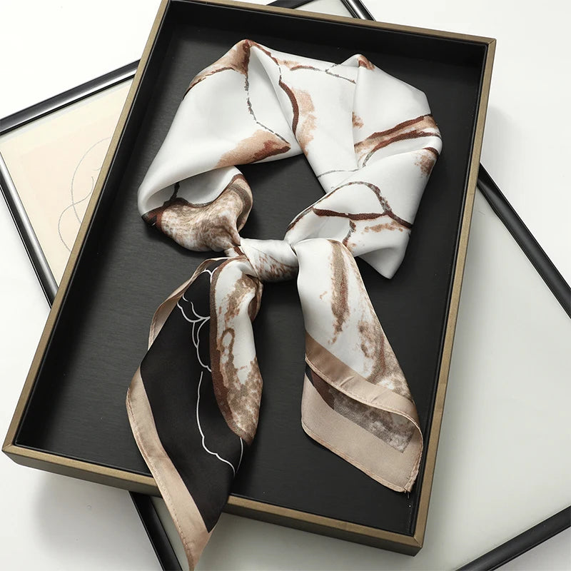 Luxury Silk Head Scarf - Soft Summer Foulard Bandana for Women
