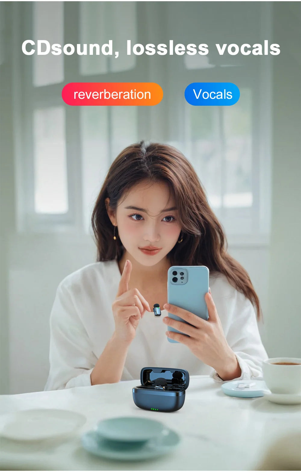 Wireless Lavalier Microphone Recording for Streaming Compatible with MINI Smartphones for Live Streaming Vlogging Interviews