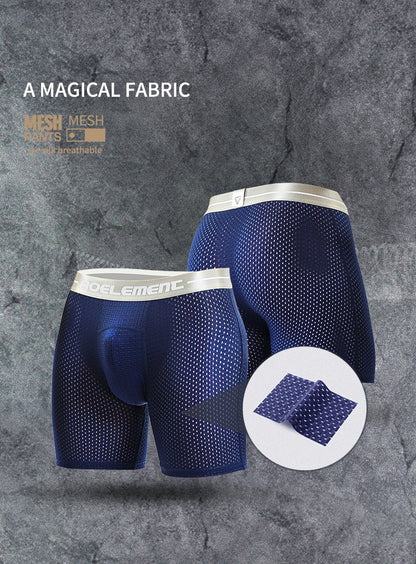 5-Pack of Ice Mesh Sports Underwear for Men, Anti-Wear Leg Running, Five-Point Extended Fitness Anti-Wear Crotch Extended Boxer