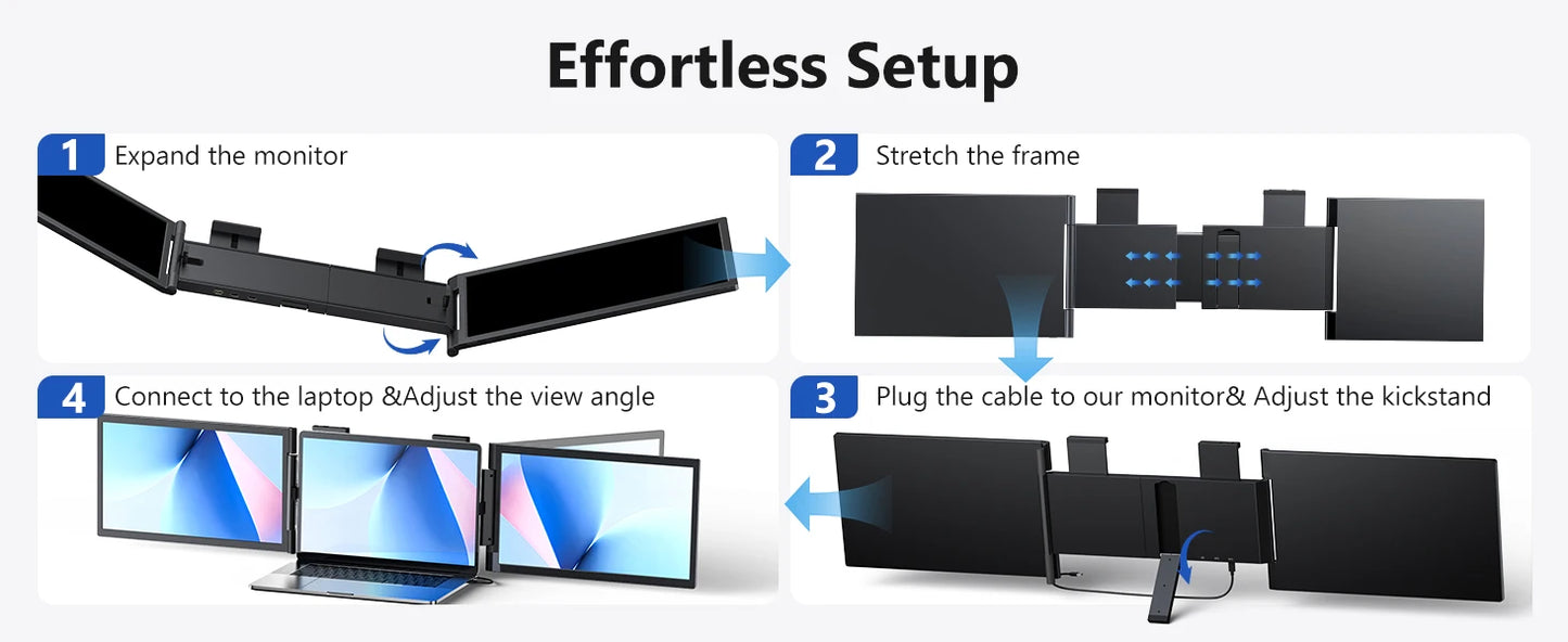 Portable Dual Monitor 14 Inch IPS Display - USB-C Laptop Screen Extender for Windows Mac