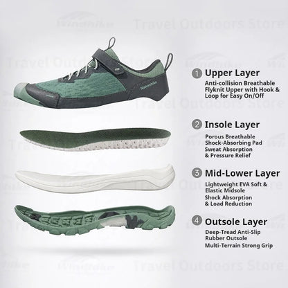 Naturehike Kids' Non-slip Lightweight Hiking Sneakers Anti-Slip Tape Walking Shoes Outdoor Travel Sneakers for River Tracing