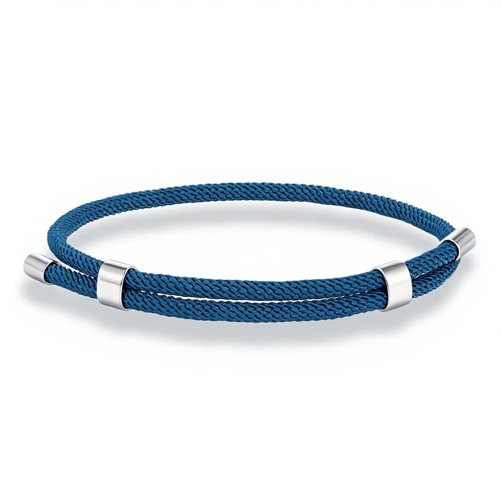 MKENDN Simple Style Men Women Bracelet 3mm Durable Marine Rope With Polished Steel Closure Jewelry Summer Beach Gifts