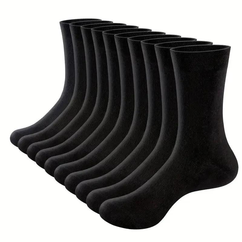 Mens Cotton Crew Socks - 10 Pairs Casual Business Breathable Size 38-45 - ZOOMNSTORE