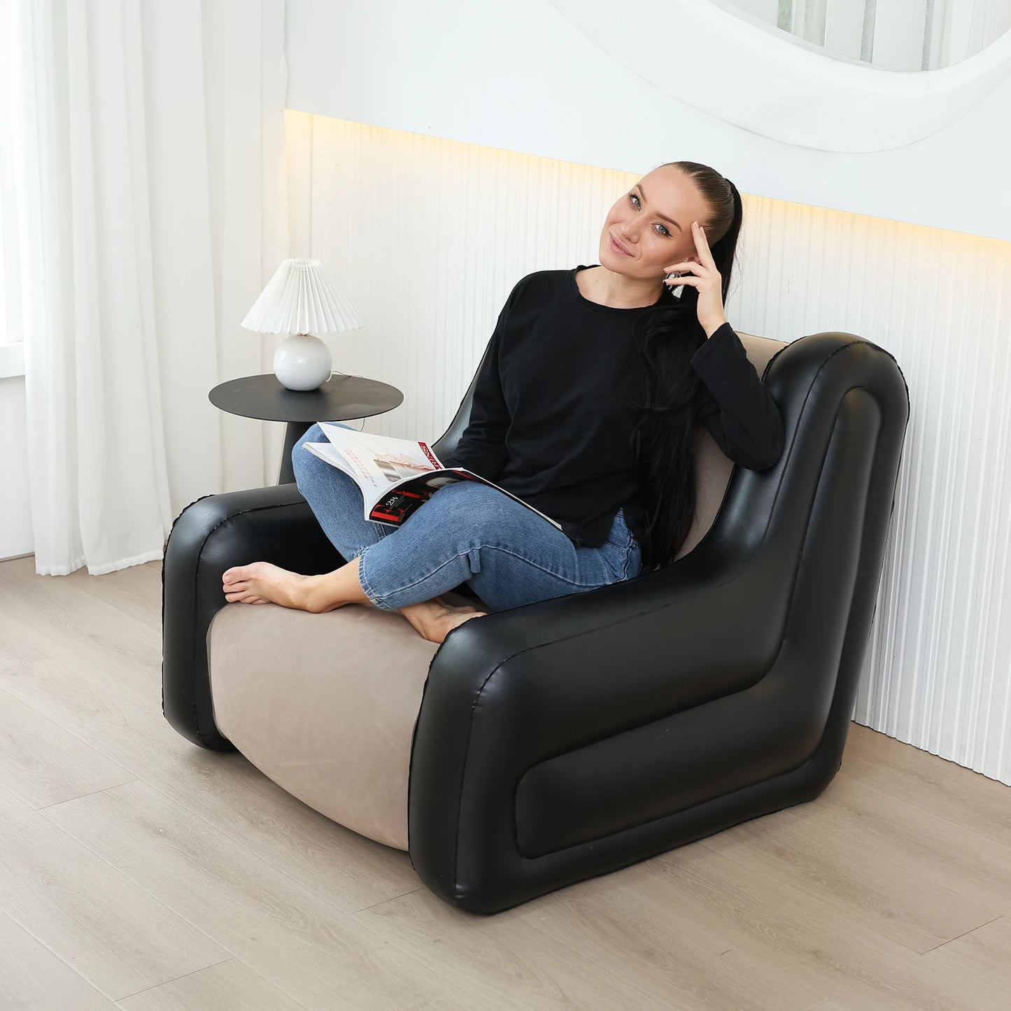 Air Mattress Inflatable Sofa Double Inflatable Chair For Flodable Blow Up Couch Lounger Portable Air Sofa Indoor Tent Camping