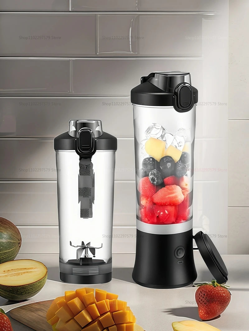 Portable Electric Juicer - USB Rechargeable 600ml Mixer for Milkshakes and Juice