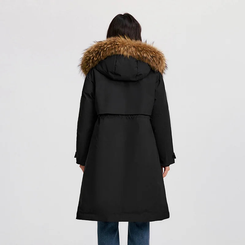 Women Goose Down Jacket | Waterproof Winter Coat with Thermal Insulation & Loose Fit Design
