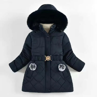Girls Winter Jacket - Warm Hooded Cotton Polyester Coat | Windproof Kids Outerwear