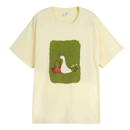 Women's Printed Cotton T-Shirt – Vintage Hip-Hop Loose Top