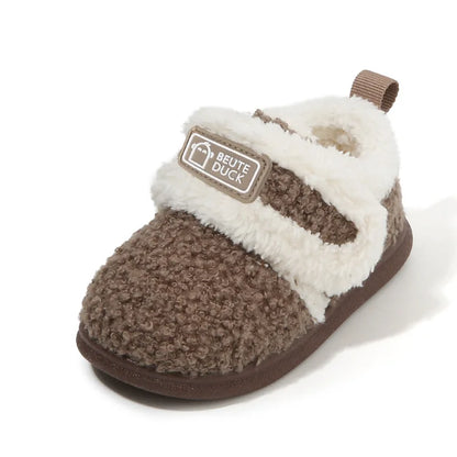 Cotton Slippers Kids - Warm Indoor Shoes With Soft Sole & Anti Slip TPR Outsole