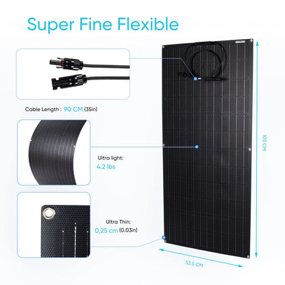 Solar Panel 220W 200W 110W 100W18V With By-Pass Diode ETFE Flexible Foldable Solar Cell 12v Battery Charger Camping RV Boat