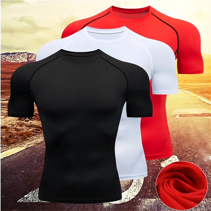 Compression Running Shirt - Men's Tight Short Sleeve Tee | Quick Drying Gym Sportswear