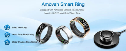 Tasbih Fitness Heart Rate Zikr Counter Display Screen Blood Oxygen Sleep Monitor  Temperature Gesture Control Touch Smart Ring
