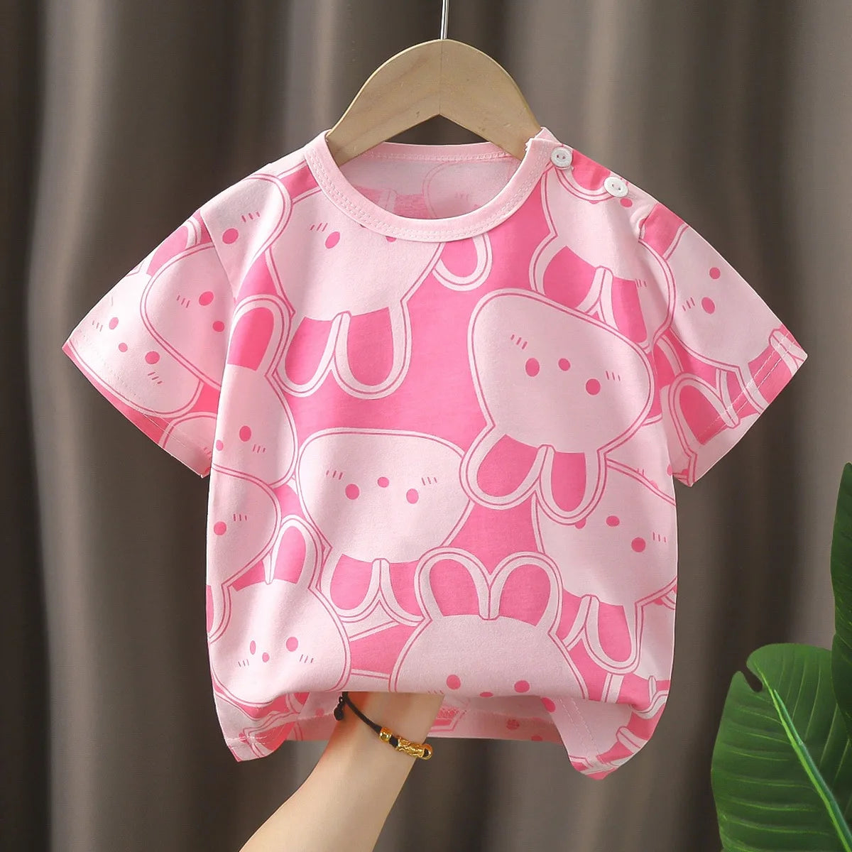 1pcs Summer Pure Cotton Girl Cartoon Tee Fashion Top Children Short Sleeve T-shirts Child Loose Casual Solid Tshirt Baby Clothes