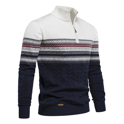 2023 New Autumn High Quality Zipper Pullers Men Warm Winter Cotton Sweaters for Men Ethnic Patterns Casual Mens Sweater