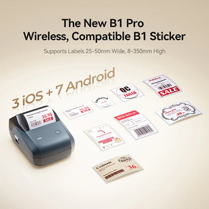 NIIMBOT B1 Portable Thermal Printer With Tapes 2 Inch Adhesive Label Printer Mini Bluetooth Sticker Maker Support Smartphones PC