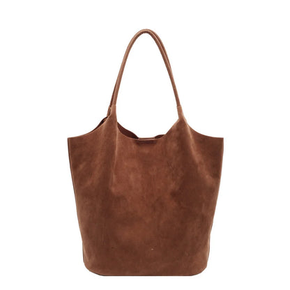 Women's Suede Shoulder Bag - High Capacity Casual Tote With Zippered Purse & Cell Phone Pocket