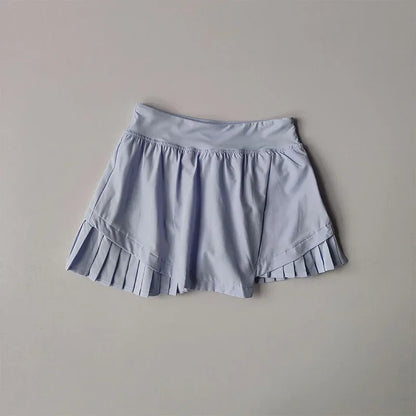High Waisted Sports Short Skirt Summer New Style Cool Anti Glare Including Lined Shorts Fitness Yoga Quick Drying Pleated Skirt