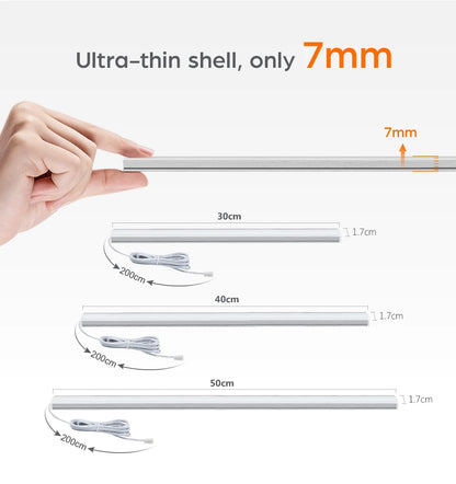 Motion Touch Sensor LED Lights Wireless Light Penetrable Wood Aluminum Bar Light Cabinet Wardrobe Lamp Backlight For Kitchen