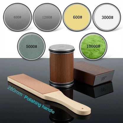 Rolling Knife Sharpener Kit – Diamond Stone with 15°/20° Angles & Magnetic Holder