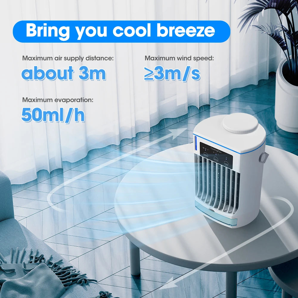 3 In 1 Fan AIr Conditioner Household Small Air Cooler LED Night Light Portable Humidifier Air Adjustment Fan Office Home Fan