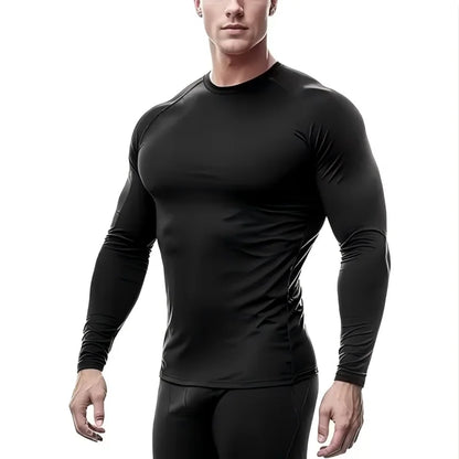 Men Bodybuilding T-Shirt – Compression Gym Shirt Long Sleeve Fitness Tee