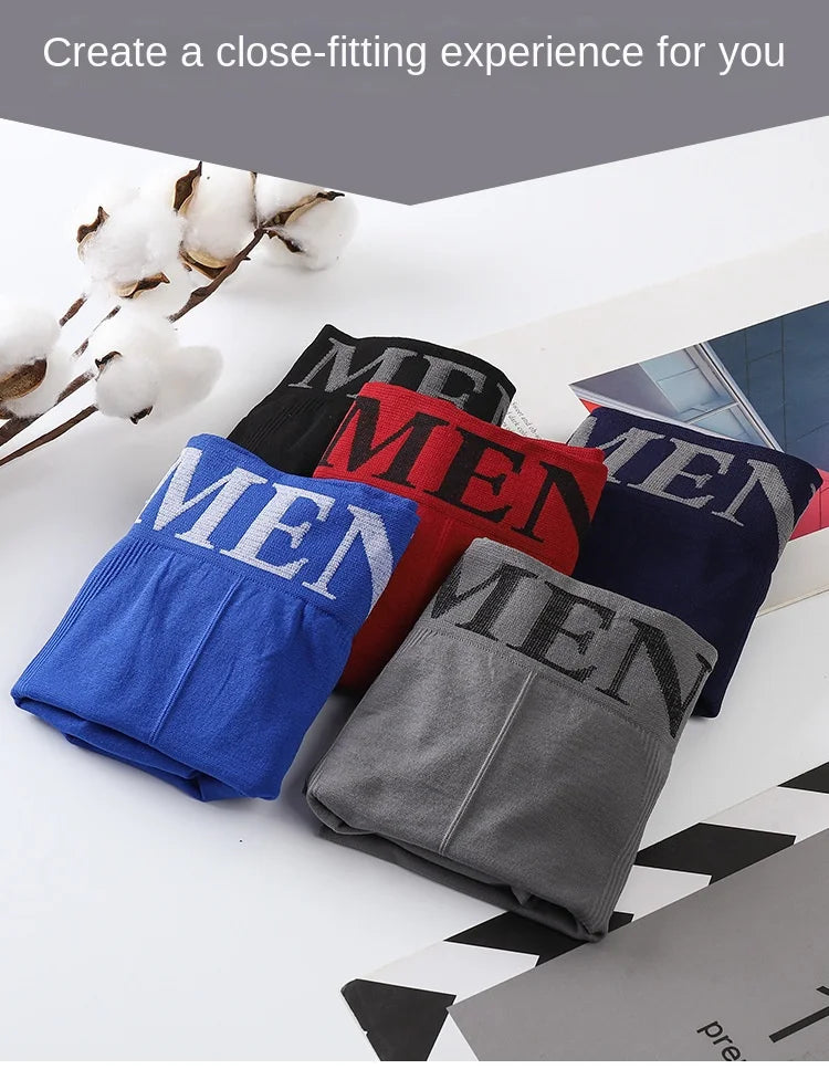 5PCS Thin High Elastic Men's Boxers Comfortable Plain Color Boxer Briefs Breathable Solid Underpants for Men