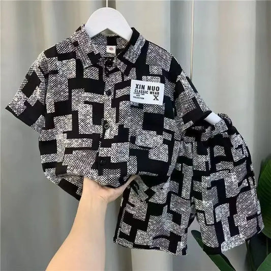 2025 New Children's Set Children's Top and Bottom Clothes Set Two Pieces Summer Outfit for Kids Boys Girls Loungewear Outfit