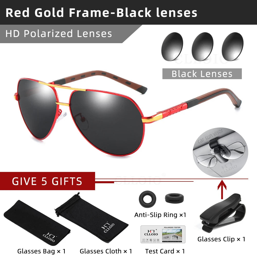 Polarized Pilot Sunglasses - Men's Driving Glasses with Aluminum Frame, UV400 Protection