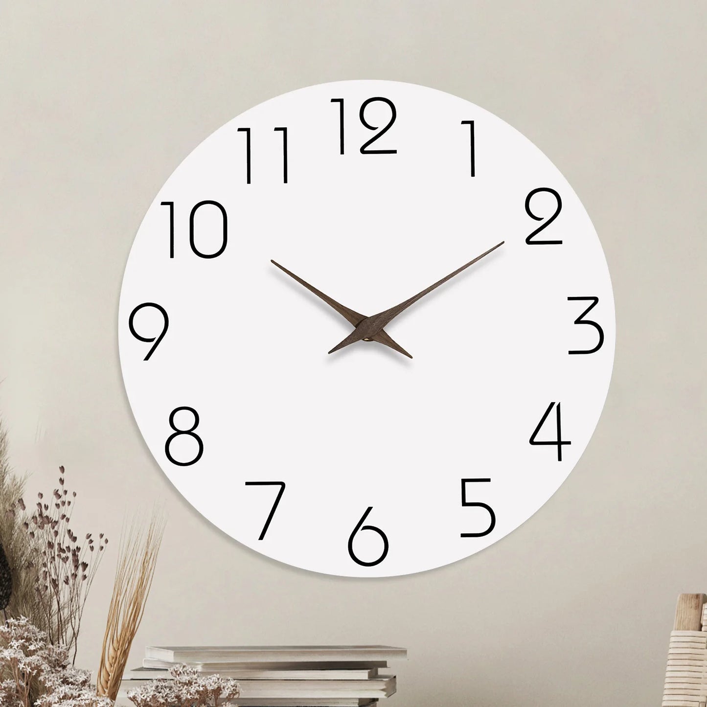 Modern White Pattern Wall Clock - Silent Quartz Decor for Living Room Bedroom Kitchen - 10 to 16 Inches Batteries Not Included