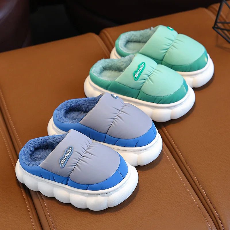Children Winter Slippers - Waterproof Kids Cotton Slippers | Warm Woolen Home Shoes