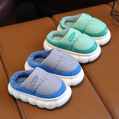 Children Winter Slippers - Waterproof Kids Cotton Slippers | Warm Woolen Home Shoes