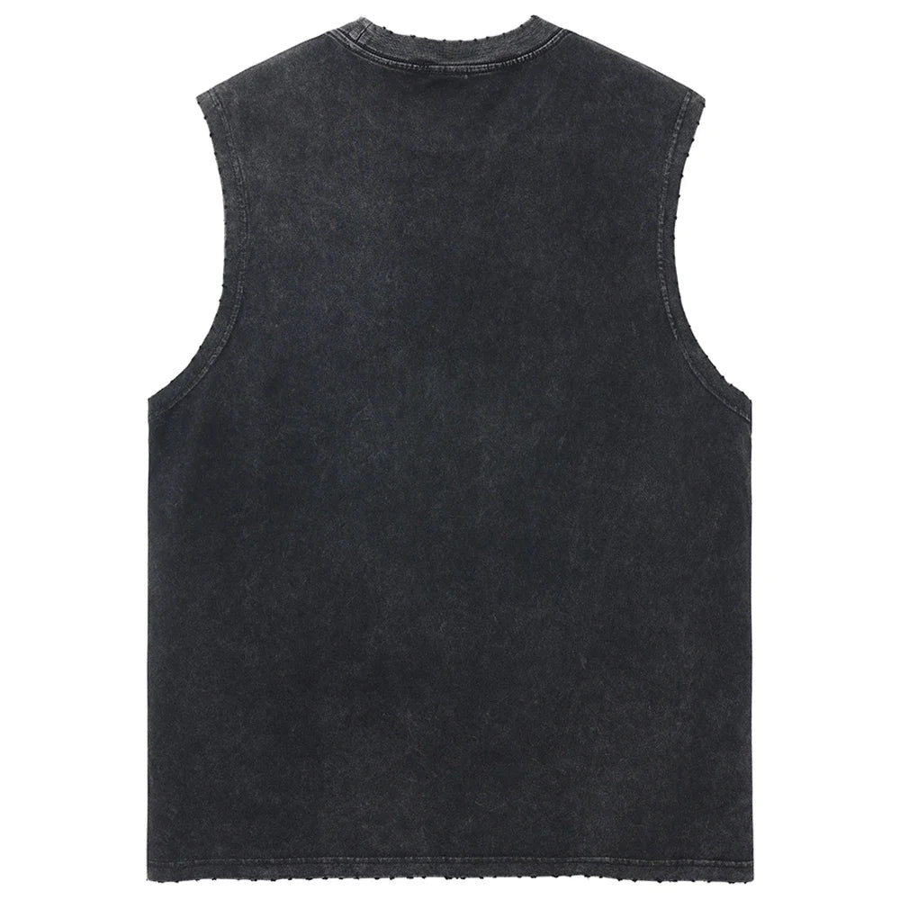 Fashion Dragon Ball Z Harajuku T-Shirts Retro Streetwear Washed Anime Man Tank Tops Tees Retro Manga Oversize Sleeveless Vest