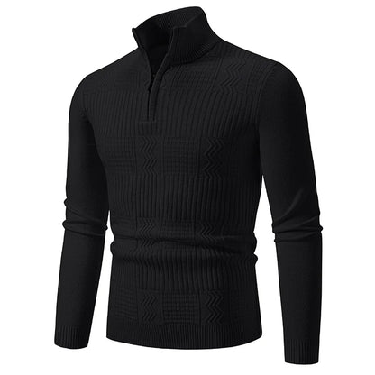 Autumn Winter New Men's Half Zipper Knitted Pullovers Fashion Slim Fit Sweater Men Casual Mock Neck Warm Knit Sweater Pullovers