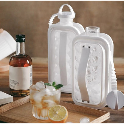2-in-1 Silicone Ice Maker Bottle – Folding Ice Cube Mold & Kettle