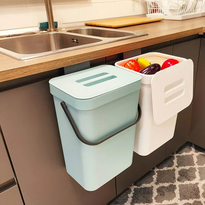 Hanging Small Trash Can with Lid - Under-Sink Food Waste Bin for Kitchen and Bathroom