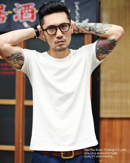 SauceZhan Tops & Tees Men's T-shirt Short Sleeve  Anti-Deformation Anti-Shrink Double-woven Fabric Cotton Soft Slim Fit
