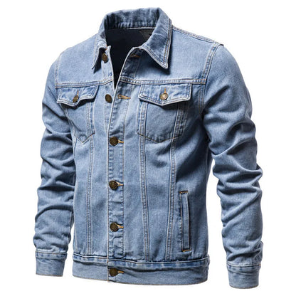 Men's Denim Jacket Trend Retro Fashion Casual Jacket Suitable Young Blue Black Youth Workwear Locomotive Spring Autumn Winter