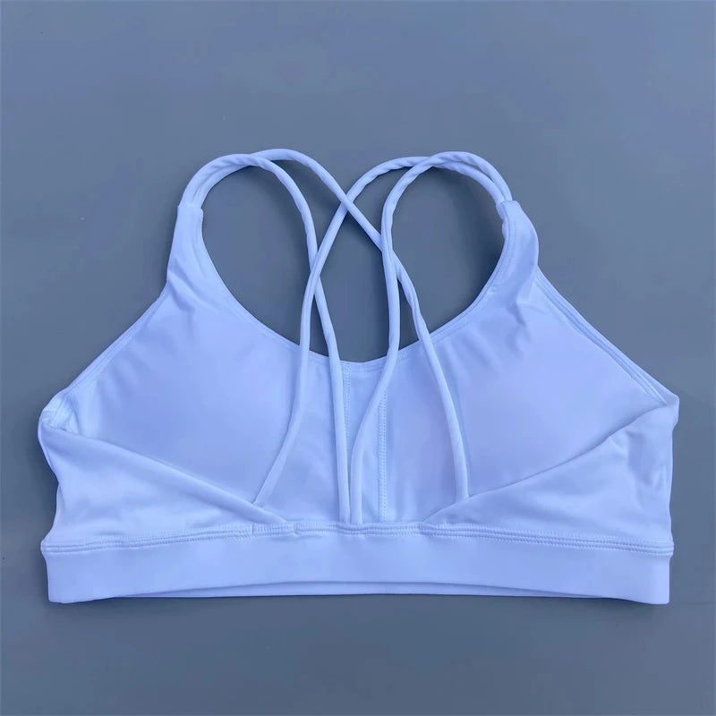 Women Fitness Bra - High Support Cross Back Sports Top With Chest Pad