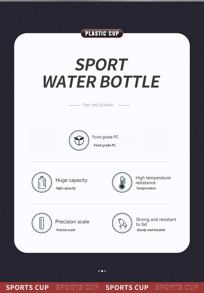 1L UP To 5L Large Capacity Bicycle Water Bottle Fitness BPA FREE Scale Drink Bottle for Men Gym Cycling Camping Water Bottle Cup