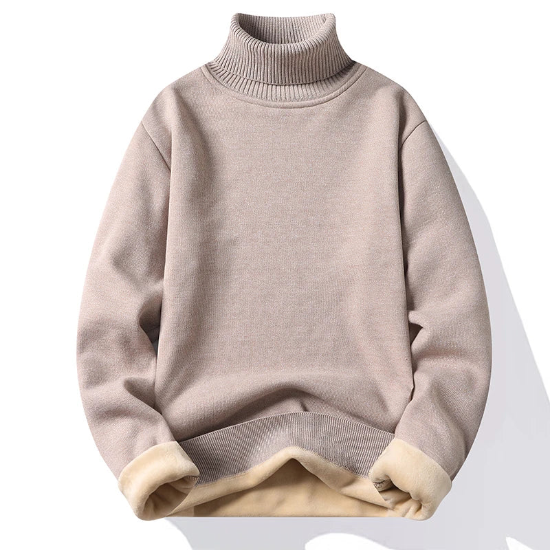 Sweatwear Mens Anti-pilling High Quality Knitted Turtleneck Sweater Slim Fit Long Sleeve Pullover Solid Color Trend Men Clothing