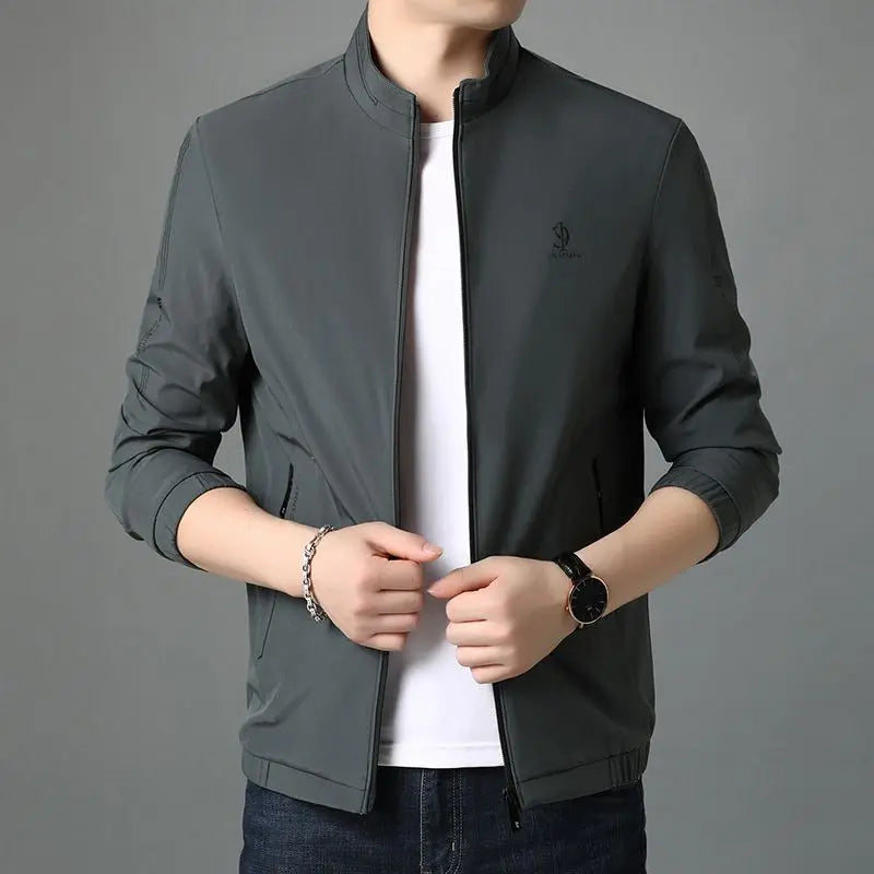 Top Quality New Brand Casual Fashion Stand Collar Streetwear Mens Coats And Jackets Zipper Windbreaker Simple Mens Clothes 2025