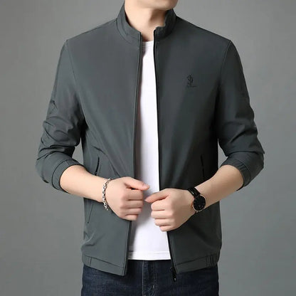 Top Quality New Brand Casual Fashion Stand Collar Streetwear Mens Coats And Jackets Zipper Windbreaker Simple Mens Clothes 2025