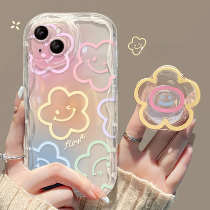 Floral Flower Bracket Case Cover for Samsung Galaxy S26 S25 S24 FE S22 S23 Ultra Plus A57 A37 A56 A55 A54 A16 A17 5G Wavy Shell