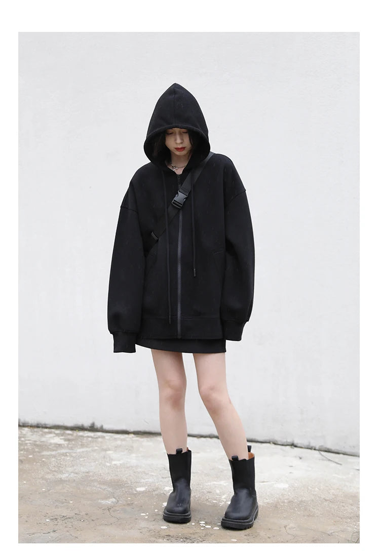 CHIC VEN Women Sweatshirts Hoodies Solid Loose Casual Hooded Female Tops Lady Coat Medium Length Overcoat Spring Autumn 2025