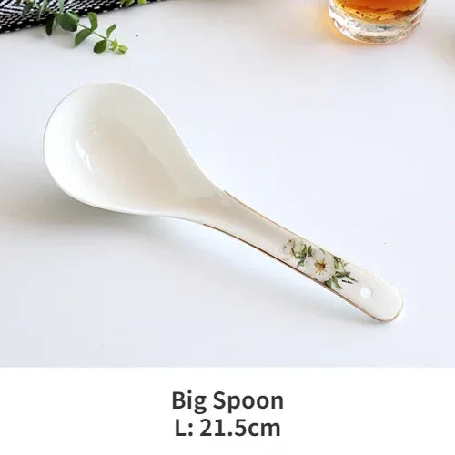 Bone China Dinnerware Set - Floral Ceramic Plates Bowls  Soup Pots