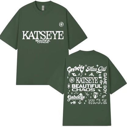 Korean Katseye Beautiful Chaos Tour T Shirt Kpop Vintage Harajuku Fashion Y2K Men Women T-shirt Cotton Loose T Shirts Fans Gifts