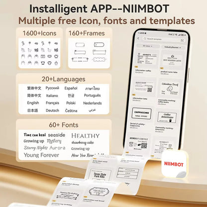 Niimbot B21 Pro 300DPI Portable Printer Thermal Label Bluetooth Sticker Maker For Business Home, Print Barcode Photo Note Label