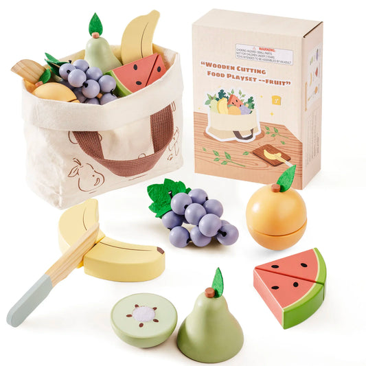 Robotime Robud Kitchen Pretend Toy Wooden Classic Game Educational Toy For Children Kids Gift Cutting Fruit Vegetable Food Set